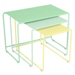 Lot De 3 Tables Basses Gigognes FERMOB Oulala - Vert Opaline / Menthe Glaciale / Citron