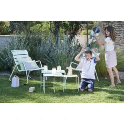 Lot De 3 Tables Basses Gigognes FERMOB Oulala - Vert Opaline / Menthe Glaciale / Citron -Jardin Mobilier Magasin 900902 tables gigognes fermob oulala vert opaline menthe glaciale citron ambiance