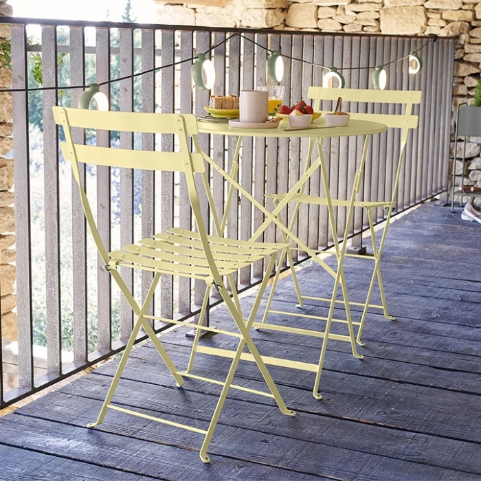 Salon De Jardin Fermob Bistro Ø 60 Cm Citron Givré, 2 Personnes