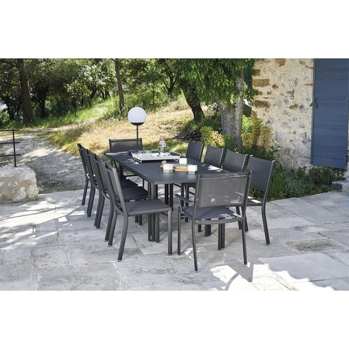 Salon De Jardin Fermob Costa 160/240 X 90 Cm Carbone, 10 Personnes