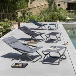 Bain De Soleil LAFUMA Transabed BeComfort - Gris Foncé -Jardin Mobilier Magasin lfm2829 8902 bain soleil lafuma transabed becomfort gris fonce ambiance 4