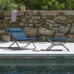 Nouvelles Arrivées -Jardin Mobilier Magasin lfm2829.8900 bain soleil lafuma transabed becomfort bleu encre ambiance