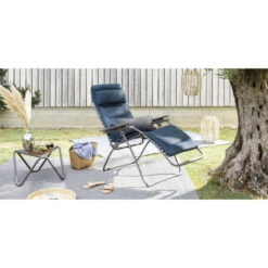 Fauteuil Relax Pliant LAFUMA Futura BeComfort XL - Bleu Encre -Jardin Mobilier Magasin lfm3131.8900 fauteuil relax pliant lafuma futura becomfort xl bleu encre ambiance 3