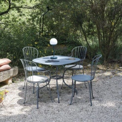 Salon De Jardin Fermob Opéra + 82 X 82 Cm, Gris Orage, 4 Personnes