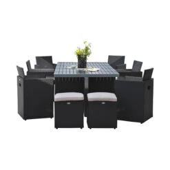 Salon De Jardin DCB Encastrable - Plateau En Aluminium, 10 Personnes -Jardin Mobilier Magasin pvc 10 alu n 03