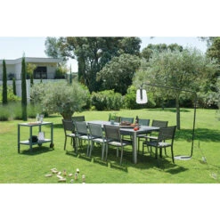 Table De Jardin 10 Personnes Avec 2 Rallonges FERMOB Oléron 155 / 255 X 100 Cm - Romarin -Jardin Mobilier Magasin table fermob oleron chaises costa 2 5
